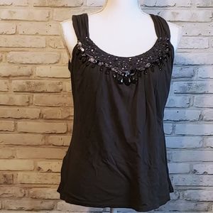 Express Embellished Neckline Sleeveless Shirt